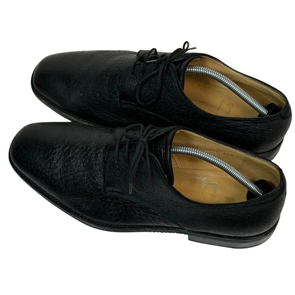 Gravati Mens Black Pebbled Leather Derby Shoes Handmade in Italy 11.5W 16133